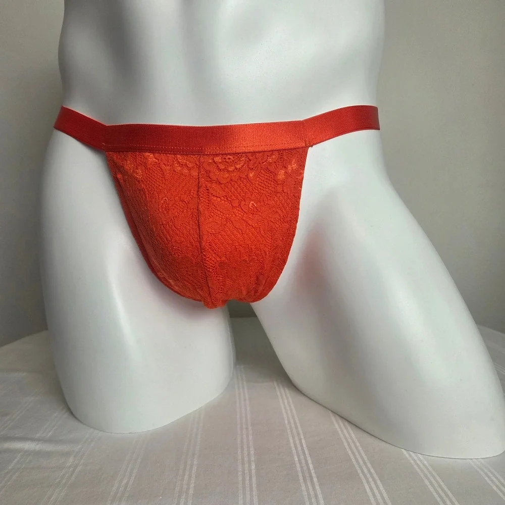 Cosabella‎ Sicilian Orange Mid-Rise Men's Italian Lace Thong Stretch Underwear
